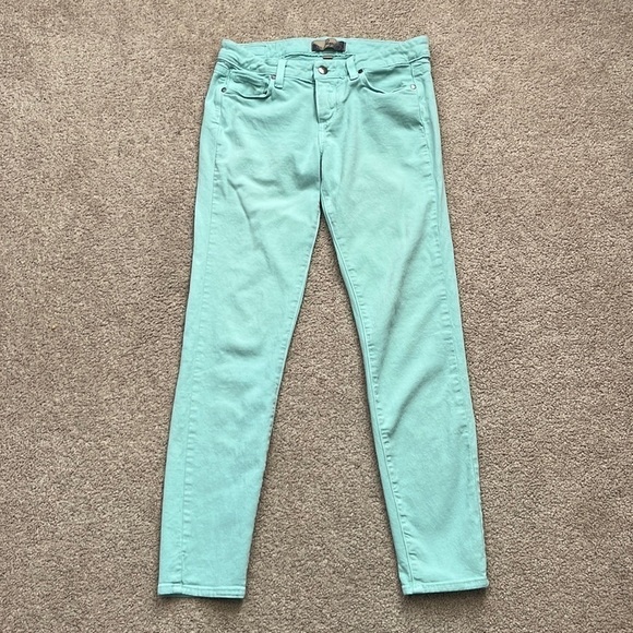 Paige Peg Skinny Pastel Green Jeans - Picture 1 of 10